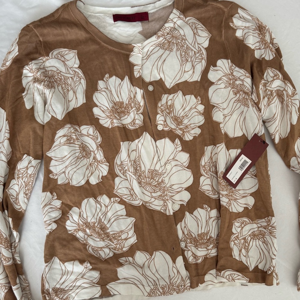 Scarlett Floral Button Down Shirt - Brown and White
